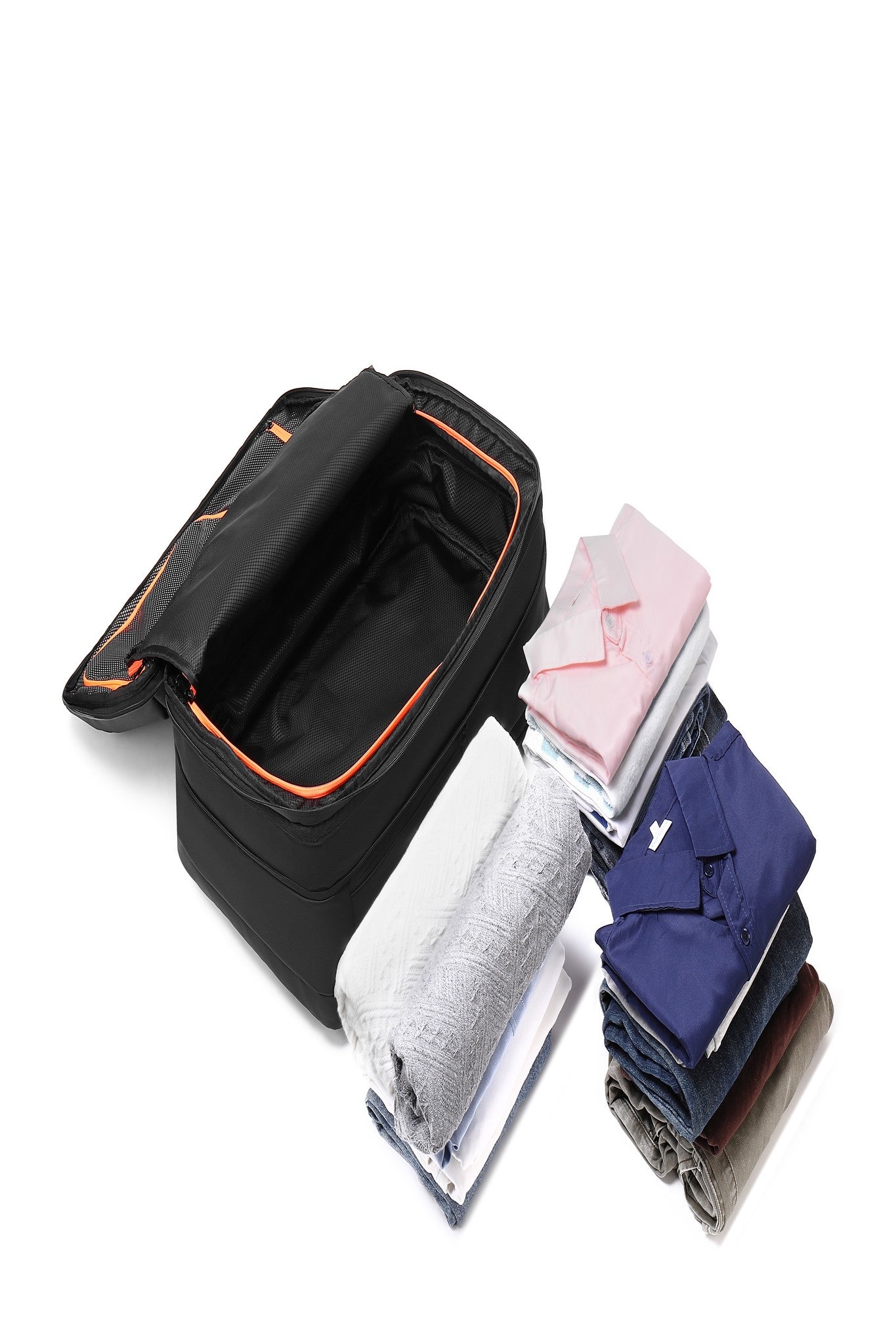 Executive Pro Backpack 35L garment section packed with folded clothing
