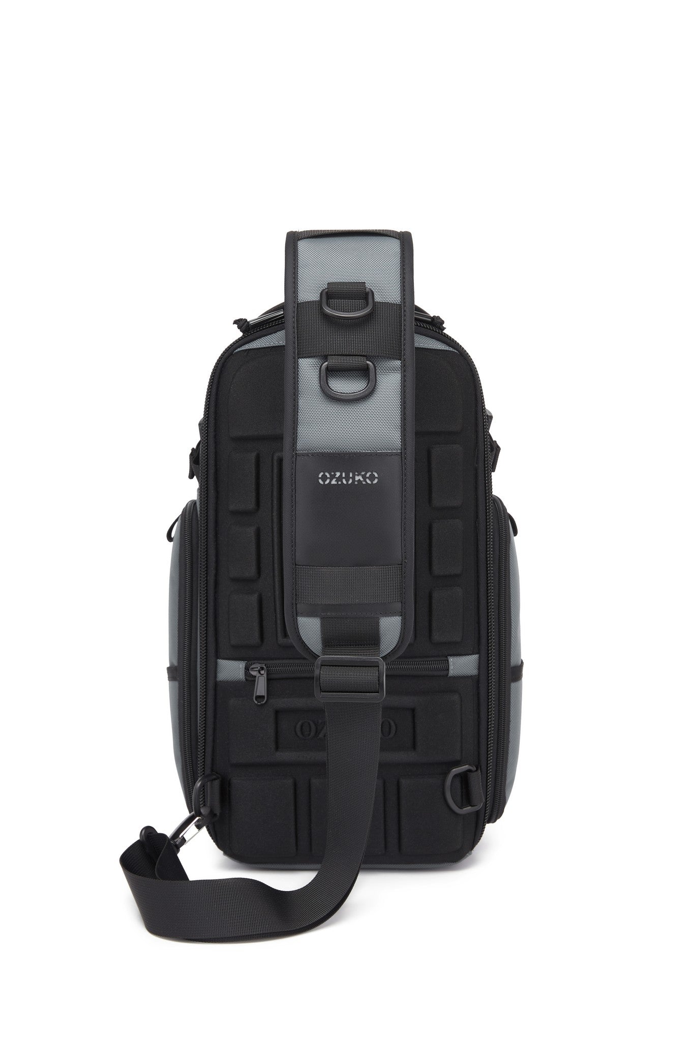 Ridge Sling Backpack 12L in Gray - back view showing the padded back panel and adjustable sling strap
