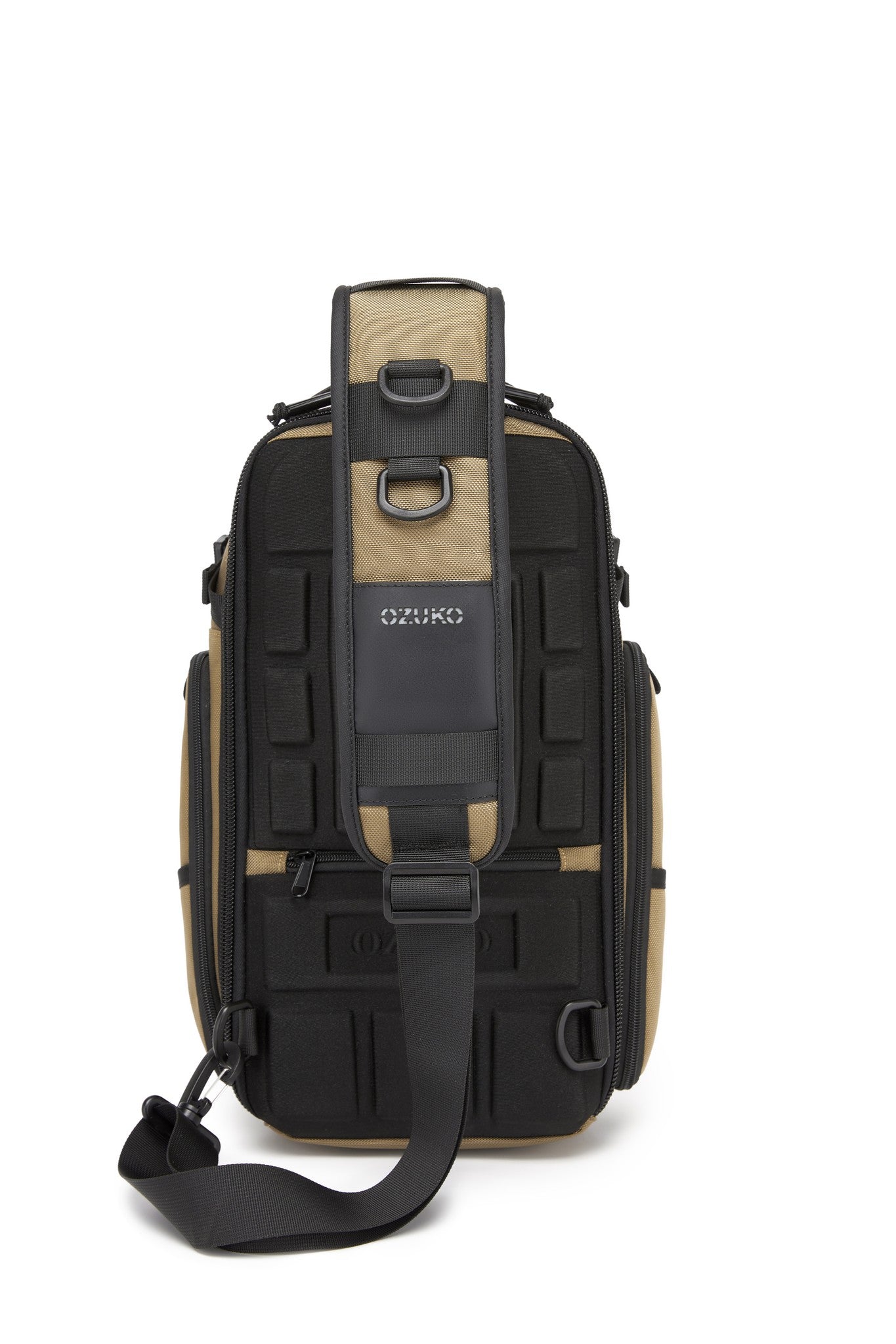 Ridge Sling Backpack 12L in Tan - back view showing the padded back panel and adjustable sling strap
